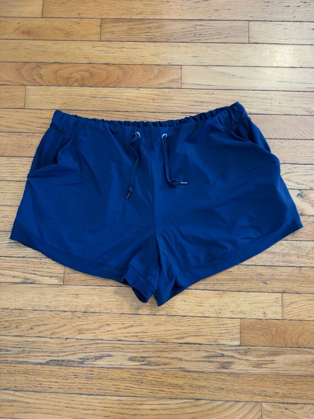 Avia Womens Athletic Running Shorts Navy Lined Drawstring Pockets XL 16 18
